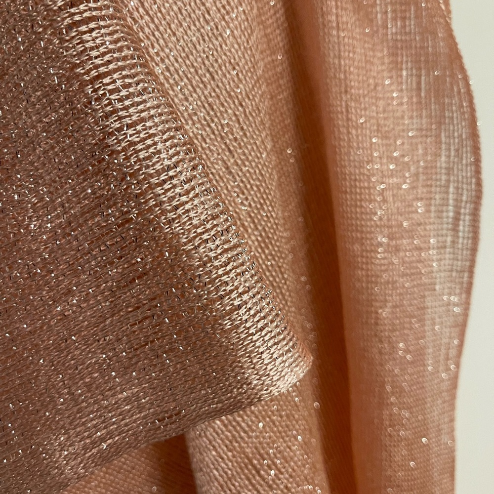 Pale pink shimmering scarf with matching fringe